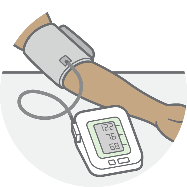 Illustration of an arm with a blood pressure monitor