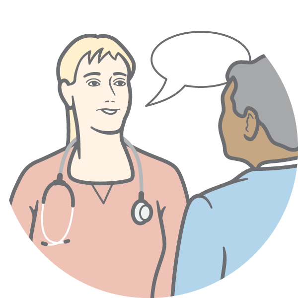 Illustration of a healthcare professional talking to another person